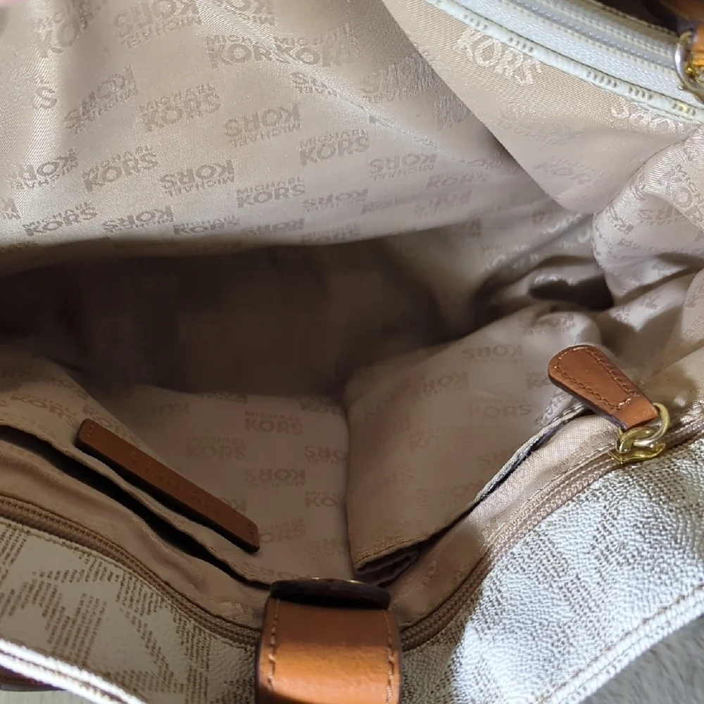 Michael Kors Cream and Tan Satchel